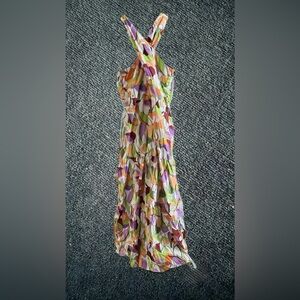 London Times Multicolor Leaf Pattern Maxi Dress